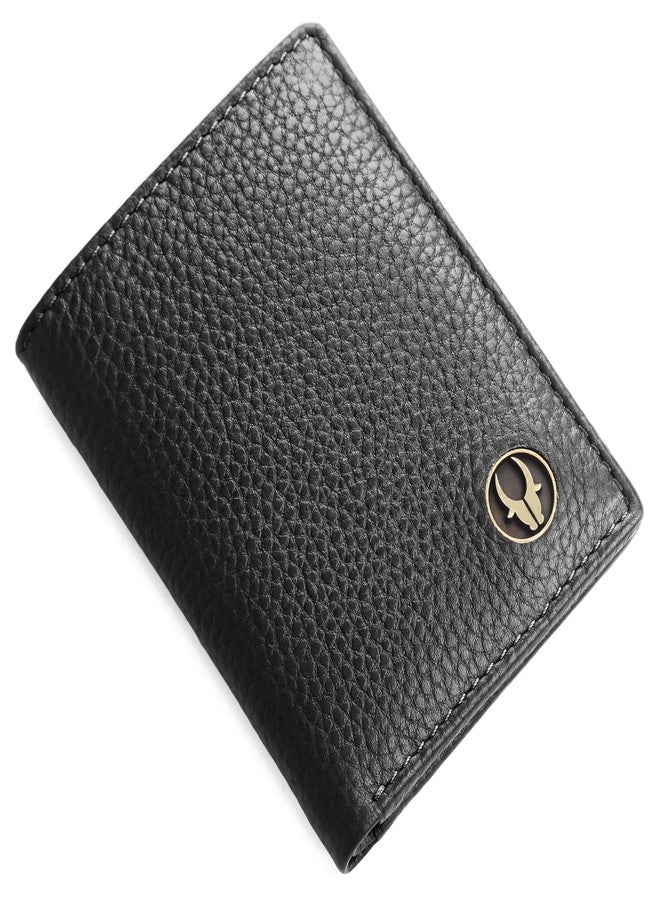 WildHorn RFID Protected Genuine Leather Wallet for Men I 4 Card Slots I 2 Slip Pockets I 1 Currency Compartment (Black) - Image 2